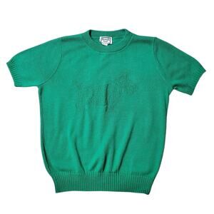 Vintage Sweater Short-Sleeved Green Kenneth Too! Scottie Dog - Women's Medium